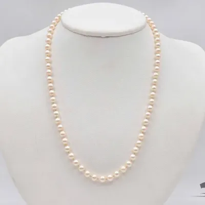 Sale Photo Thumbnail #61: 950 pearl necklace with 14kt gold clasp