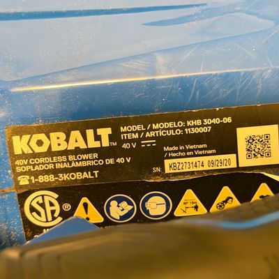 LOT 244G: Kobalt Battery Powered Leaf Blower with Battery and Charger