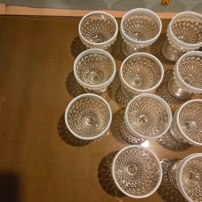 Sale Photo Thumbnail #90: Set of 14 Anchor Hocking Moonstone sherbets