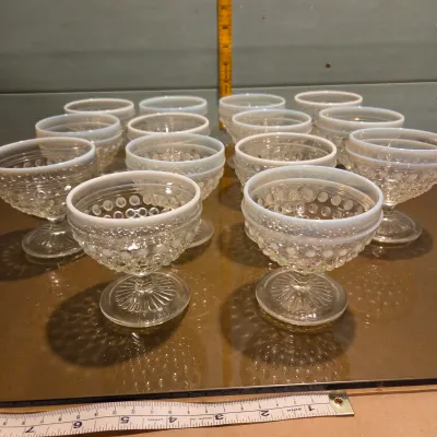 Sale Photo Thumbnail #89: Set of 14 Anchor Hocking Moonstone sherbets