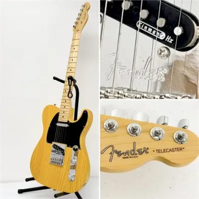Sale Photo Thumbnail #57: Fender Telecaster electric guitar in a natural wood finish with a black pickguard, featuring Kinman Hx pickups and a maple neck.