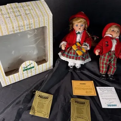 Vintage 1998 Seymour Mann Signature Series Michael & Michelle Porcelain Doll Set with Box