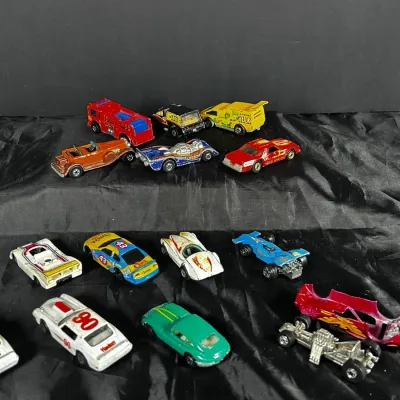 Vintage 1970s–1990s Die-Cast Toy Vehicles & Race Cars - Lot of 13