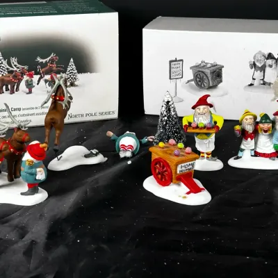 Dept 56 North Pole Series Accessory Lot - Reindeer Training Camp & Snow Cone Elves