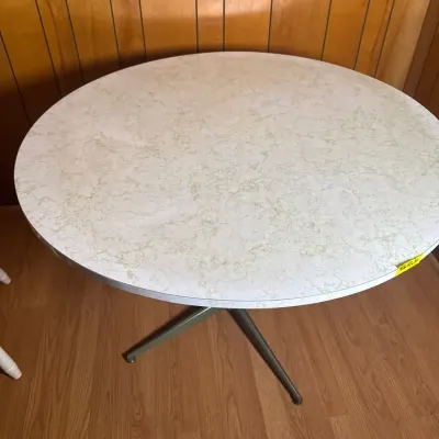 Mid-Century Retro Round Pedestal Kitchen Table with Laminate Top