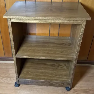 Vintage 2-Shelf Rolling Utility Cart / Printer Stand - Faux Wood Grain
