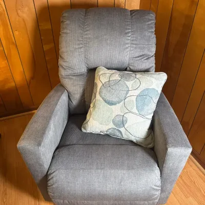 Modern Gray/Blue Corduroy La-Z-Boy Style Manual Rocker Recliner 