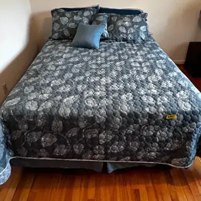 Sealy Velveteen Full Size Mattress and Box Spring Set with Complete Bedding