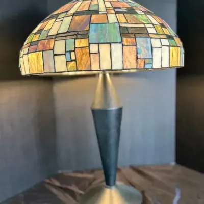 Colour Creations "Timeless Serenity" Geometric Stained Glass Table Lamp