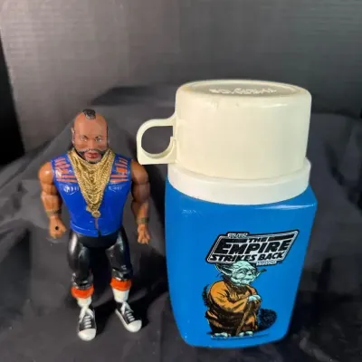 Vintage 1980s Mr. T Action Figure & Star Wars Empire Strikes Back Yoda Thermos Lot