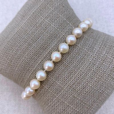Sale Photo Thumbnail #28: Quiet Luxury 14k Gold 6mm Luminous Cream Freshwater Pearl Bracelet