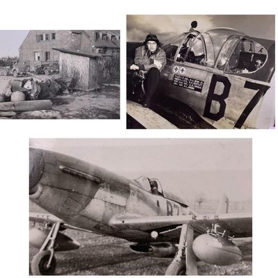 Sale Photo Thumbnail #330: 7 pc 374th/361st Fighter Squadron Personal WWII US Soldier Photo Lot: Sweet Adeline, Col Roy Webb