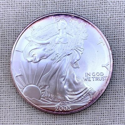 Sale Photo Thumbnail #162: Toned Brilliant Uncirculated 2003 American Eagle Silver Dollar Coin