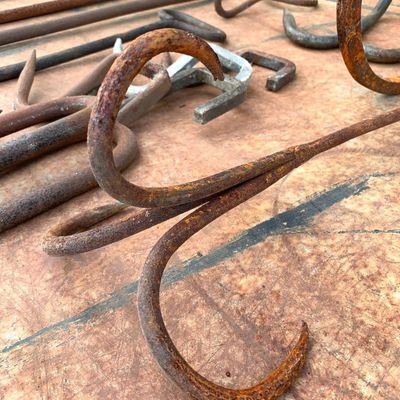 Sale Photo Thumbnail #451: 40 pc Primitive Farmhouse, Homestead, Meat, Hay, Grapple Metal Hook Collection
