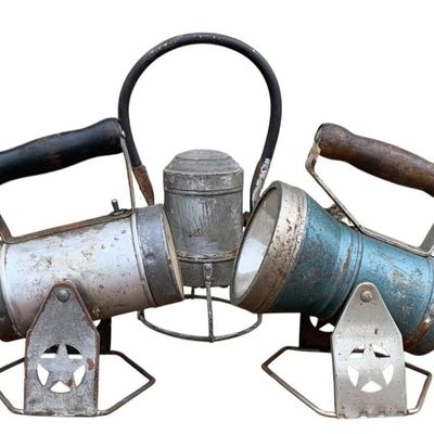 Sale Photo Thumbnail #228: 5 Vintage Star Headlight and Lantern Co., Conger Lantern Co. Railroad Battery Op Signal Lanterns