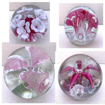 Sale Photo Thumbnail #195: 4 Candy Pink Vintage Studio Art Glass Paperweights: Gibson