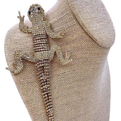 Sale Photo Thumbnail #212: Large 7 inch Vintage Sparkling Rhinestone Lizard Shoulder Brooch