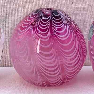 Sale Photo Thumbnail #148: 3 Candy Pink Vintage Studio Art Glass Paperweight Vases: Gentile and SDS Seapoot