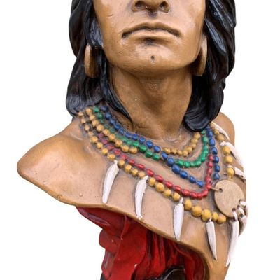 Sale Photo Thumbnail #377: Impressive Vintage HIAWATA Cigar Store Indian Chalkware Bust