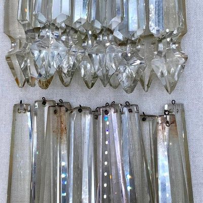 Sale Photo Thumbnail #411: 52 Antique Beveled Radiant Crystal Chandelier Prisms