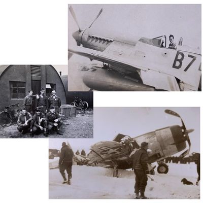 Sale Photo Thumbnail #320: 7 pc 374th/361st Fighter Squadron Personal WWII US Soldier Photo Lot: P-51 Mustang, P-47 France