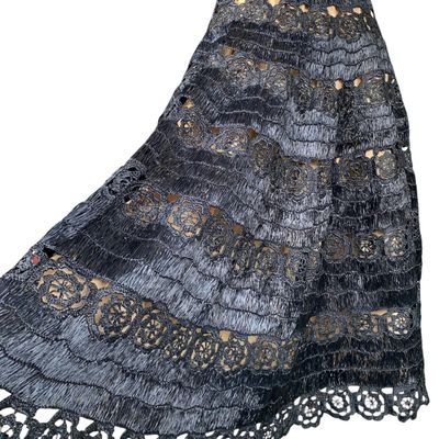 Sale Photo Thumbnail #194: Outstanding Angiola Battioni Designer Mid Century Crocheted Black Raffia Circle Skirt, Firenze Italy