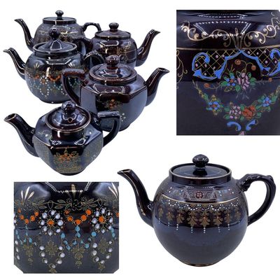 Sale Photo Thumbnail #275: 5 Vintage England, Japan, Moriage Brown Betty Teapots