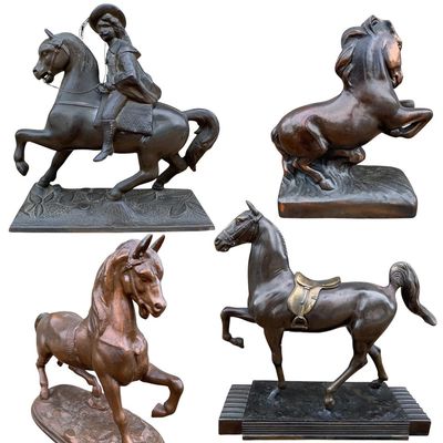 Sale Photo Thumbnail #119: 4 Antique to Vintage Cast Metal Horses and Wild West Buffalo Bill Sculpture