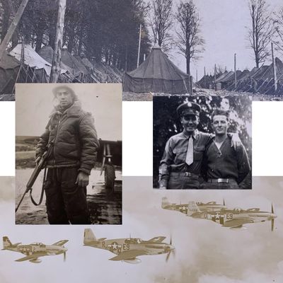 Sale Photo Thumbnail #324: 7 pc 374th/361st Fighter Squadron Personal WWII US Soldier Photo Lot: London, P-51 Fighter Planes