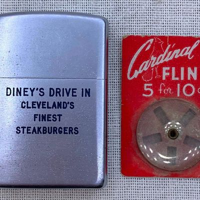 Sale Photo Thumbnail #252: Vintage 1950s Diney's Drive-In Cleveland's Finest Steakburgers Advertising ZIPPO Lighter