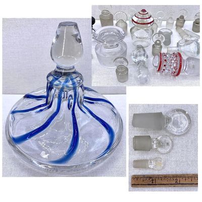 Sale Photo Thumbnail #53: 34 pc Antique to Vintage Glass Apothecary, Laboratory, Sweet Shop, Scent Bottle Lids and Stoppers