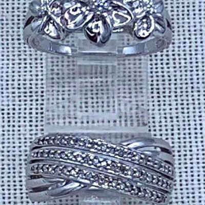 Sale Photo Thumbnail #48: 4 Sparkling Diamond and Sterling Silver Rings