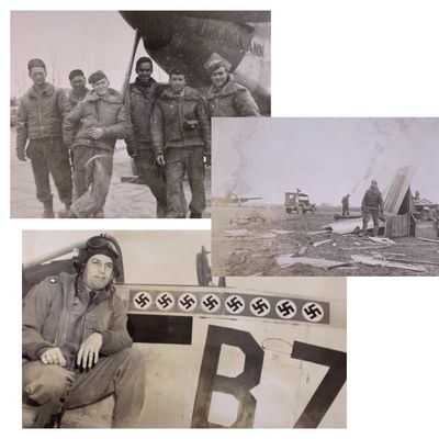 Sale Photo Thumbnail #326: 7 pc 374th/361st Fighter Squadron Personal WWII US Soldier Photo Lot: VIRGINIA ANN, Col Roy Webb
