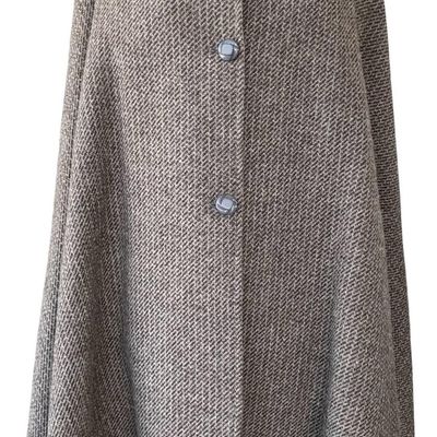 Sale Photo Thumbnail #152: Impeccable Vintage United Kingdom Made Smoked Gray Taupe Tweed Wool Cape