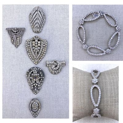 Sale Photo Thumbnail #361: 6 Vintage Art Deco Fur, Garment, Dress Clips and JBK Camrose & Kross Teardrop Crystal Bracelet