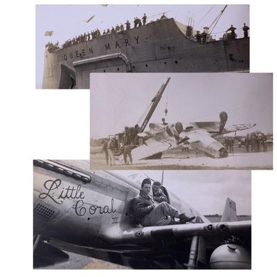 Sale Photo Thumbnail #323: 8 pc 374th/361st Fighter Squadron Personal WWII US Soldier Photo Lot: Little Coral, Queen Mary