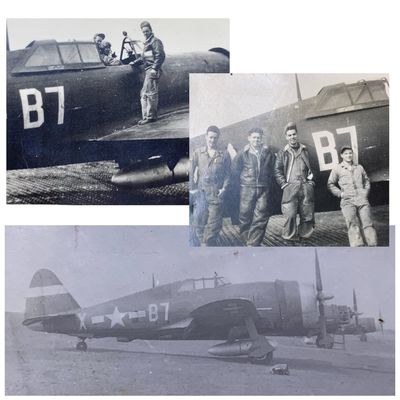 Sale Photo Thumbnail #315: 7 pc 374th/361st Fighter Squadron Personal WWII US Soldier Photo Lot: Maj C. H. Bergman, P-47