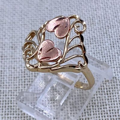 Sale Photo Thumbnail #35: 10k Rose & Yellow Gold Etched Filigree Vintage Sweetheart Promise Ring