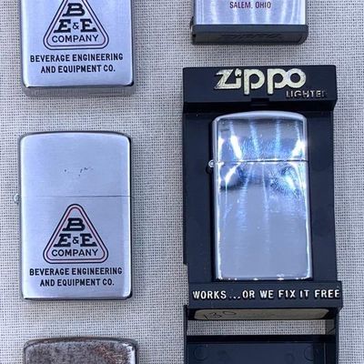 Sale Photo Thumbnail #446: 7 Vintage and NOS ZIPPO Lighters, Measuring Rule and Zippo Flints