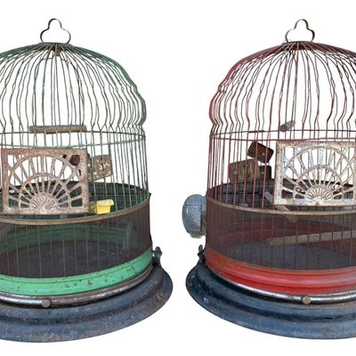 Sale Photo Thumbnail #443: 2 Large Domed 1930s Art Deco Bird Cages