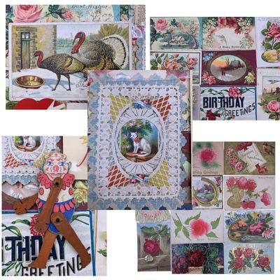 Sale Photo Thumbnail #187: 28 pc Antique to Vintage Holiday, Special Occasion Postcards, Ephemera, Comical Clown Toy