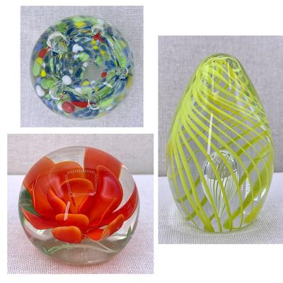 Sale Photo Thumbnail #39: 3 Vibrant Vintage Studio Art Glass Paperweights