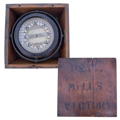Sale Photo Thumbnail #389: Vintage Nautical USA MILLS VICTORY United States Military Naval Ship Compass