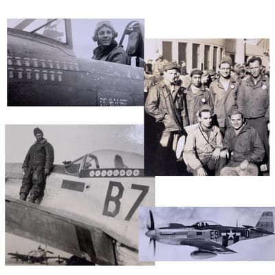 Sale Photo Thumbnail #314: 6 pc 374th/361st Fighter Squadron Personal WWII US Soldier Photo Lot: Capt. E B Murdy P-47