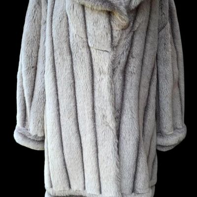 Sale Photo Thumbnail #44: Luxe Vintage OLYMPIA Faux Silver Fox Fur Full Length Coat