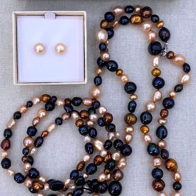 Sale Photo Thumbnail #107: 6 pc Unworn Honora Baroque Freshwater Pearl Necklace, Bracelets and Pierced Earring Ensemble