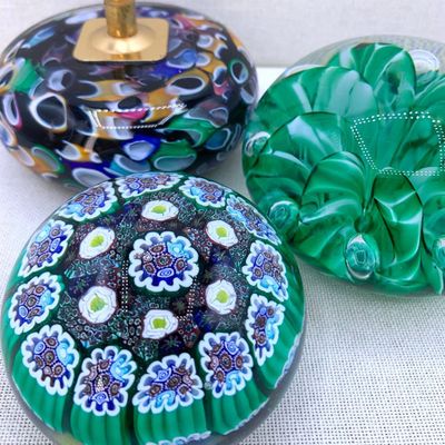 Sale Photo Thumbnail #62: 3 Vibrant Vintage Studio Art Glass Paperweights: Gibson, David Lewin, Millefiori