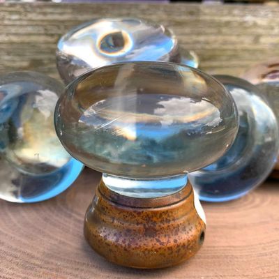 Sale Photo Thumbnail #395: 6 Antique Victorian Brass Mystical Crystal Orb Knob Door Handles