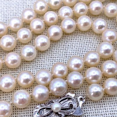 Sale Photo Thumbnail #387: Incredible Mikimoto 6mm Luminous Cream Cultured Akoya Pearl Vintage Single Strand Necklace
