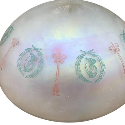 Sale Photo Thumbnail #261: Large Vintage Frosted Opalescent Neoclassical Roman Goddess Domed Ceiling Light Shade